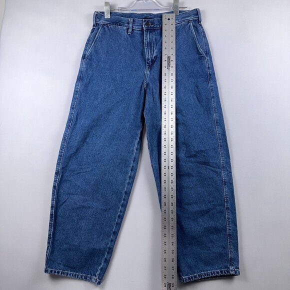 Uniqlo Trouser Straight Leg Jeans Womens Size 11 High Rise 100% Cotton Blue - Picture 12 of 13